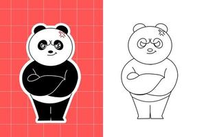 página para colorir da família panda para criança vetor