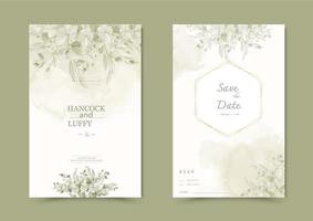 cartão de convite de casamento floral. vetor