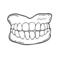 ilustração de silhueta de ícone de dentaduras. dentista prótese dentes vetor gráfico pictograma símbolo clip art. doodle esboço sinal preto.