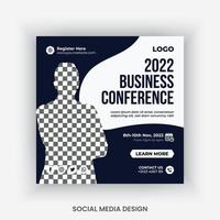 conferência, reunião de negócios, modelo de design de postagem de mídia social de webinar vetor