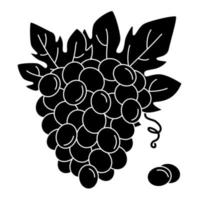 bando de ícone de uvas. ilustração vetorial silhueta de uvas com folhas. vetor