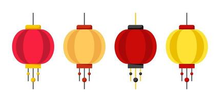 lanterna chinesa em estilo simples isolada vetor