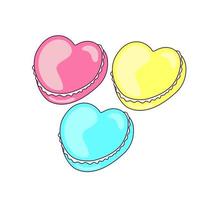 biscoitos coloridos em forma de coração para o dia dos namorados vetor
