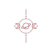 eps10 ícone da arte da linha da estação espacial solar do vetor vermelho ou logotipo isolado no fundo branco. os planetas giram o símbolo de contorno em um estilo moderno simples e moderno para o design do seu site e aplicativo móvel