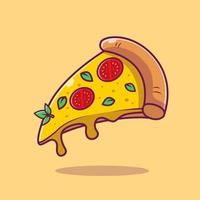 fatia voadora de ilustração do ícone do vetor dos desenhos animados de pizza. conceito de ícone de fast-food isolado vetor premium. estilo cartoon plana