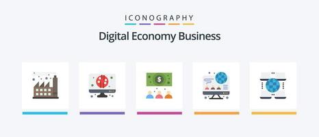 pacote de ícones plana de 5 negócios de economia digital, incluindo . conectados. o negócio. Internet. design de ícones criativos vetor