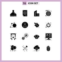 grupo de símbolos de ícone universal de 16 glifos sólidos modernos de elementos de design de vetores editáveis de propriedade de rede social de apartamentos em todo o mundo