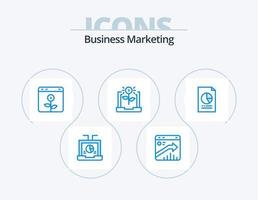 design de ícones do pacote de 5 ícones azuis de marketing de negócios. economia. bancário. relatório. investimento. o negócio vetor