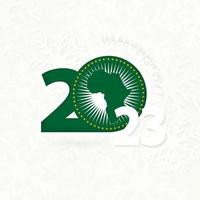 ano novo 2023 para a união africana em fundo de floco de neve. vetor