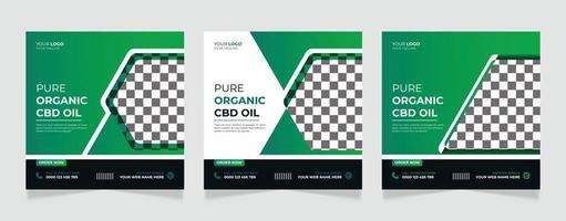 modelo de design de banner de postagem de mídia social de óleo cbd de produto de cânhamo vetor