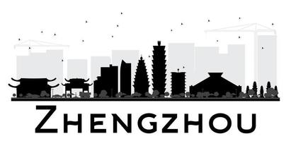 silhueta preto e branco do horizonte da cidade de zhengzhou. vetor