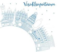 delineie o horizonte de visakhapatnam com edifícios azuis e copie o espaço. vetor