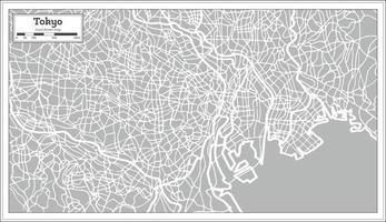 mapa de Tóquio em estilo retrô. desenhado à mão. vetor