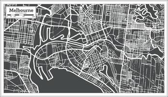 mapa de melbourne austrália em estilo retrô. vetor