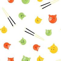 padrão mochi japonês. sobremesa de gato mochi. sobremesa no Japão. comida asiática. vetor