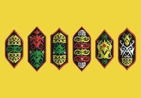 Dayak shield tribal motif vector collection