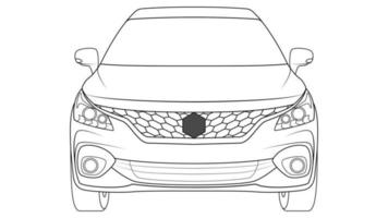 vetor de carro hatchback premium, ilustração vetorial de contorno de carro simples