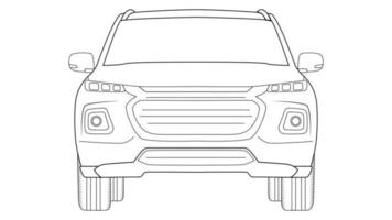 ilustração vetorial de contorno de carro suv premium em fundo branco vetor