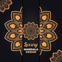 design de mandala ornamental e de casamento de luxo e fundo islâmico na cor dourada vetor