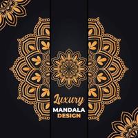 design de mandala ornamental e de casamento de luxo e fundo islâmico na cor dourada vetor