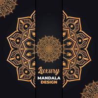 design de mandala ornamental e de casamento de luxo e fundo islâmico na cor dourada vetor