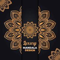 design de mandala ornamental e de casamento de luxo e fundo islâmico na cor dourada vetor