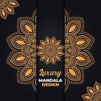 design de mandala ornamental e de casamento de luxo e fundo islâmico na cor dourada vetor