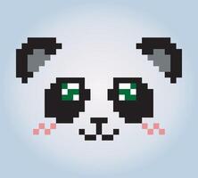 8 bits de pixels de rosto de panda. animais para ativos de jogos e padrões de ponto cruz em ilustrações vetoriais. vetor