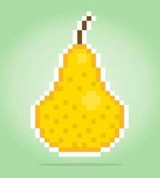 Fruta de pêra de pixel art de 8 bits. pixels de frutas para ativos de jogos em ilustração vetorial. vetor