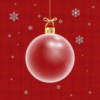 Natal de bola de vidro em fundo vermelho. feliz natal e feliz ano novo com um fundo vermelho de natal de bola de vidro. férias de fundo de natal e ano novo. ilustração vetorial vetor
