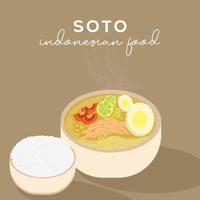 ilustração vetorial soto de comida indonésia em design plano vetor