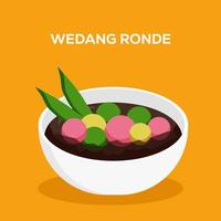 wedang ronde bebida tradicional da ilustração da indonésia em estilo simples vetor