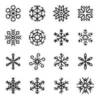 pacote de ícones de linha de desenhos de floco de neve vetor