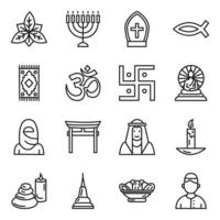pacote de ícones de religião e elementos espirituais vetor