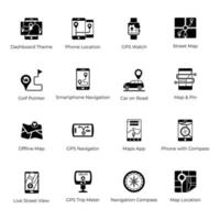 pacote de coleção de ícones de aplicativos de mapas vetor