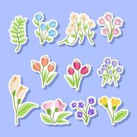 conjunto de adesivos de flores de primavera vetor