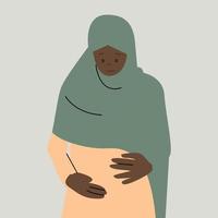 ilustração muçulmana grávida de mulheres negras vetor
