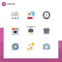 conjunto de 9 sinais de símbolos de ícones de interface do usuário modernos para educação crayon rede cor dinheiro elementos de design de vetores editáveis