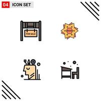 conjunto de 4 sinais de símbolos de ícones de interface do usuário modernos para construção de arte para venda elementos de design de vetores editáveis de mente de marca