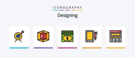 linha de design cheia de 5 ícones incluindo . Projeto. dinheiro. Móvel. material. design de ícones criativos vetor