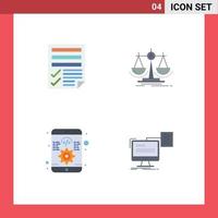 4 ícones criativos sinais modernos e símbolos de desenvolvimento de decisão de papel de escala de dados elementos de design de vetores editáveis