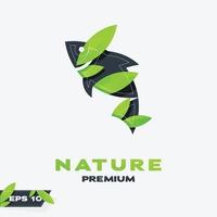 logotipo de folhas de natureza de pesca vetor