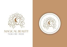 modelo de elementos de marca de logotipo de cabeça de mulher de beleza feminina de estilo linear minimalista, ilustração de rosto feminino para estampas de spa de moda de beleza, joalheria, vetor grátis de cosméticos orgânicos