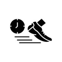 executando a ilustração do ícone com o tempo. estilo de ícone de glifo. ícone relacionado ao fitness, esporte. design vetorial simples editável vetor