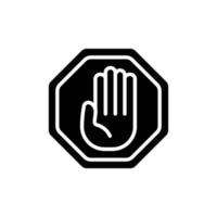 ilustração de ícone de parada de mão. sinal de parada. estilo de ícone de glifo. design vetorial simples editável vetor