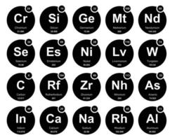 20 tabela periódica do design do pacote de ícones de elementos vetor