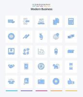 pacote de ícones azuis de negócios modernos criativos 25, como documento. encontro. diálogo. diálogo. o negócio vetor