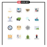 Pacote de cores planas de 16 interfaces de usuário de sinais e símbolos modernos do pacote editável de páscoa de negócios on-line do cliente-alvo de elementos de design de vetores criativos