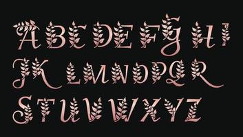 letras metálicas decorativas em ouro rosa abc alfabetos modelo de design de logotipo monograma vetor