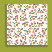 vintage sem vergonha floral, verde, amarelo laranja e flores rosa com um fundo padrão. vetor